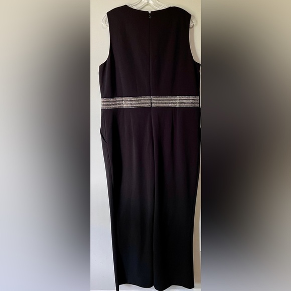 Calvin Klein V-Neck Jeweled Wasted Sleeveless Jump Suit - Picture 3 of 5